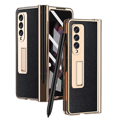 Coque Luxe Cuir et Plastique Housse Etui Mat ZL5 pour Samsung Galaxy Z Fold4 5G Noir