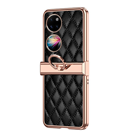 Coque Luxe Cuir et Plastique Housse Etui Mat ZL6 pour Huawei P50 Pocket Noir