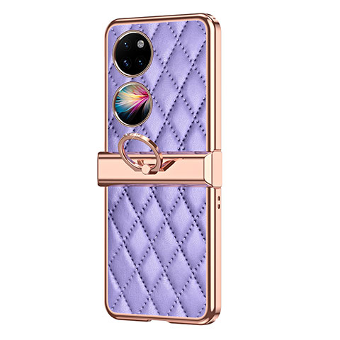 Coque Luxe Cuir et Plastique Housse Etui Mat ZL6 pour Huawei P60 Pocket Violet