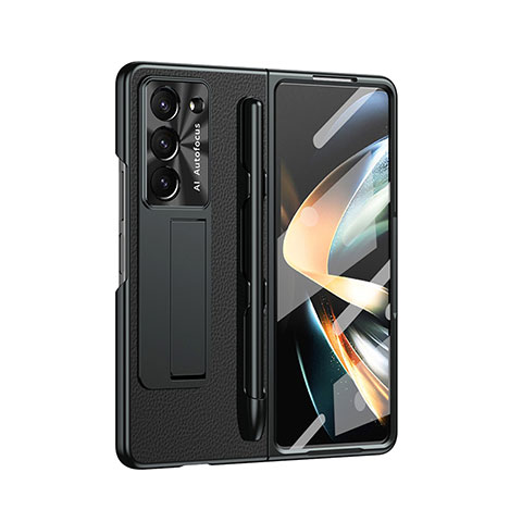 Coque Luxe Cuir et Plastique Housse Etui Mat ZL6 pour Samsung Galaxy Z Fold5 5G Noir