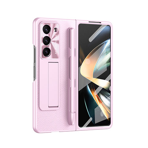 Coque Luxe Cuir et Plastique Housse Etui Mat ZL6 pour Samsung Galaxy Z Fold5 5G Or Rose