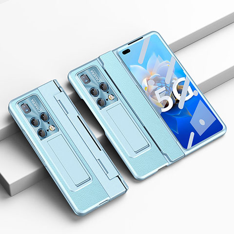 Coque Luxe Cuir et Plastique Housse Etui Mat ZL7 pour Huawei Mate X2 Bleu