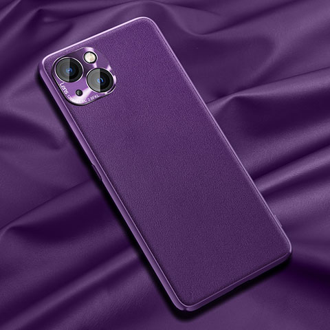 Coque Luxe Cuir Housse Etui A01 pour Apple iPhone 14 Plus Violet