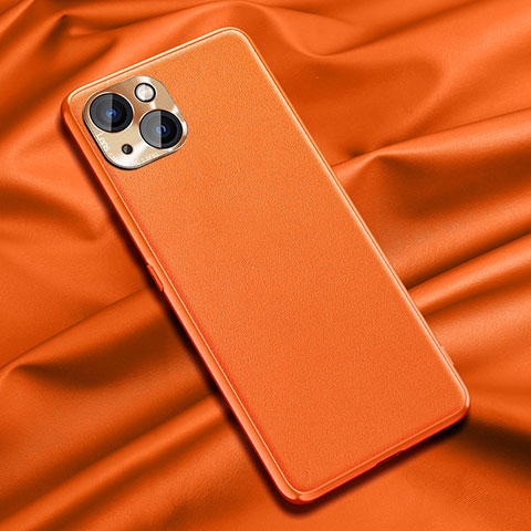 Coque Luxe Cuir Housse Etui A01 pour Apple iPhone 15 Plus Orange