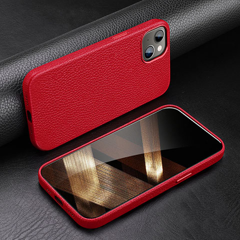 Coque Luxe Cuir Housse Etui A03 pour Apple iPhone 15 Rouge