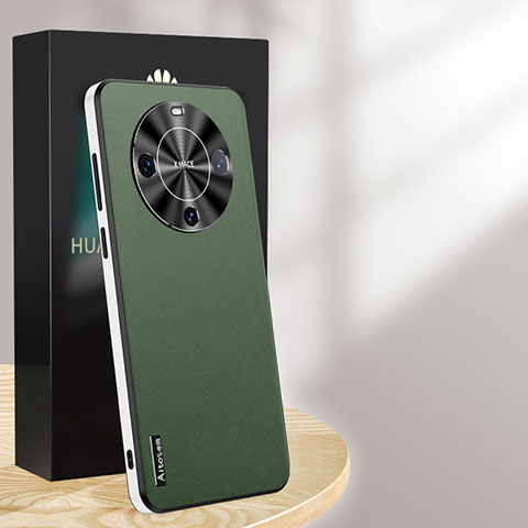 Coque Luxe Cuir Housse Etui AT1 pour Huawei Mate 60 Pro Vert