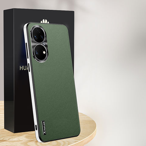 Coque Luxe Cuir Housse Etui AT1 pour Huawei P50e Vert