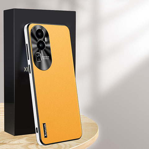 Coque Luxe Cuir Housse Etui AT1 pour Oppo Reno10 Pro+ Plus 5G Jaune