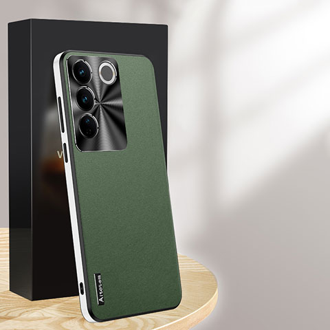 Coque Luxe Cuir Housse Etui AT1 pour Vivo V27 Pro 5G Vert