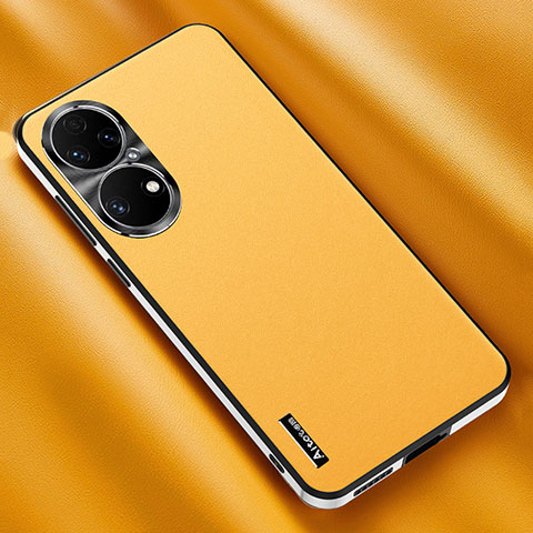 Coque Luxe Cuir Housse Etui AT2 pour Huawei P50 Pro Jaune