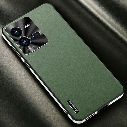 Coque Luxe Cuir Housse Etui AT2 pour Vivo iQOO 10 Pro 5G Vert