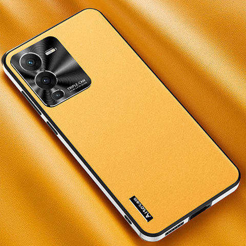 Coque Luxe Cuir Housse Etui AT2 pour Vivo V25 Pro 5G Jaune