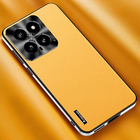 Coque Luxe Cuir Housse Etui AT2 pour Xiaomi Mi 14 5G Jaune