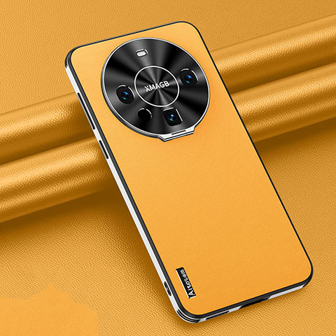 Coque Luxe Cuir Housse Etui AT3 pour Huawei Mate 60 Jaune