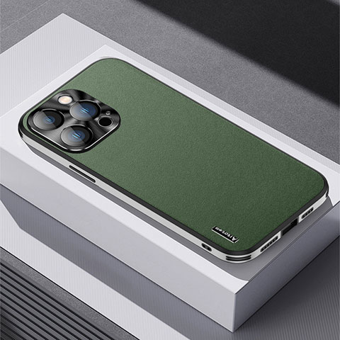 Coque Luxe Cuir Housse Etui AT5 pour Apple iPhone 15 Pro Vert