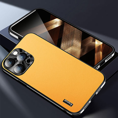 Coque Luxe Cuir Housse Etui AT7 pour Apple iPhone 16 Pro Jaune