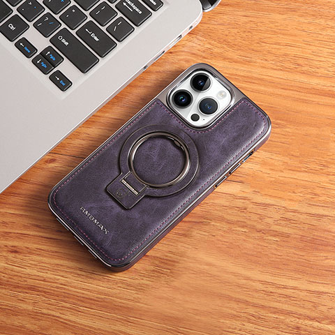 Coque Luxe Cuir Housse Etui avec Mag-Safe Magnetic Magnetique JD1 pour Apple iPhone 15 Pro Violet