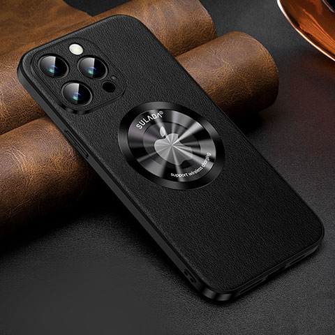 Coque Luxe Cuir Housse Etui avec Mag-Safe Magnetic Magnetique LD2 pour Apple iPhone 13 Pro Max Noir