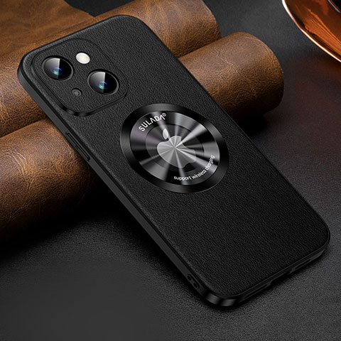 Coque Luxe Cuir Housse Etui avec Mag-Safe Magnetic Magnetique LD2 pour Apple iPhone 15 Plus Noir