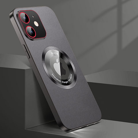 Coque Luxe Cuir Housse Etui avec Mag-Safe Magnetic Magnetique QC1 pour Apple iPhone 12 Noir