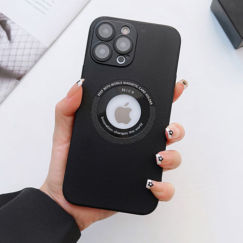 Coque Luxe Cuir Housse Etui avec Mag-Safe Magnetic Magnetique QC3 pour Apple iPhone 14 Pro Noir