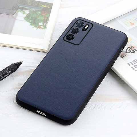 Coque Luxe Cuir Housse Etui B01H pour Oppo A16s Bleu