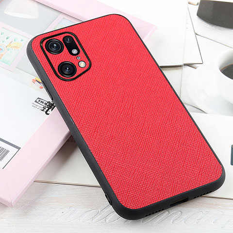 Coque Luxe Cuir Housse Etui B01H pour Oppo Find X5 Pro 5G Rouge