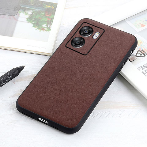 Coque Luxe Cuir Housse Etui B01H pour Oppo K10 5G India Marron