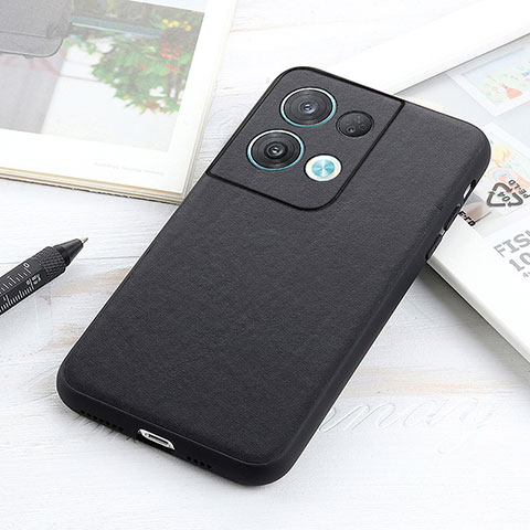 Coque Luxe Cuir Housse Etui B01H pour Oppo Reno8 5G Noir