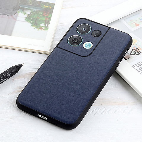 Coque Luxe Cuir Housse Etui B01H pour Oppo Reno8 Pro+ Plus 5G Bleu