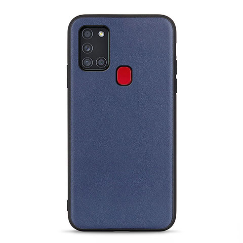 Coque Luxe Cuir Housse Etui B01H pour Samsung Galaxy A21s Bleu