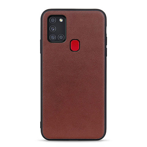 Coque Luxe Cuir Housse Etui B01H pour Samsung Galaxy A21s Marron