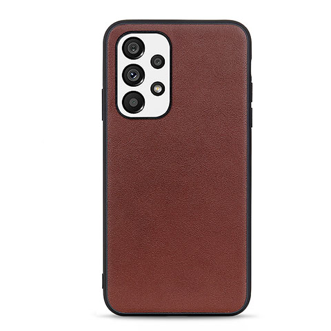 Coque Luxe Cuir Housse Etui B01H pour Samsung Galaxy A73 5G Marron