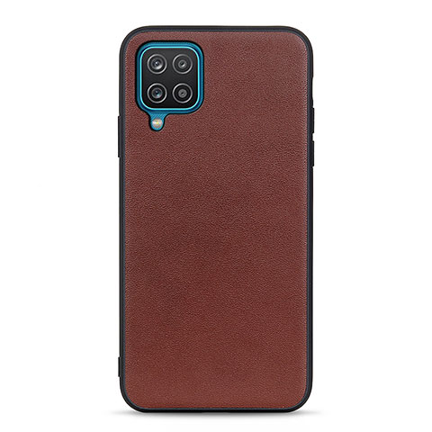 Coque Luxe Cuir Housse Etui B01H pour Samsung Galaxy F12 Marron