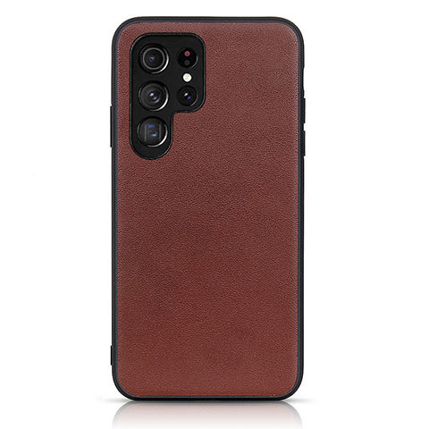 Coque Luxe Cuir Housse Etui B01H pour Samsung Galaxy S21 Ultra 5G Marron