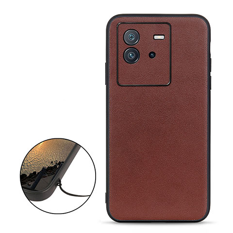 Coque Luxe Cuir Housse Etui B01H pour Vivo iQOO Neo6 5G Marron