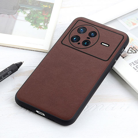 Coque Luxe Cuir Housse Etui B01H pour Vivo X Note Marron