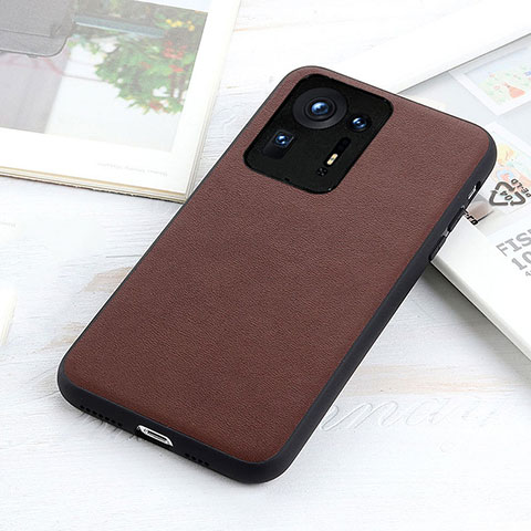 Coque Luxe Cuir Housse Etui B01H pour Xiaomi Mi Mix 4 5G Marron