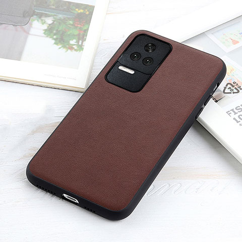 Coque Luxe Cuir Housse Etui B01H pour Xiaomi Poco F4 5G Marron