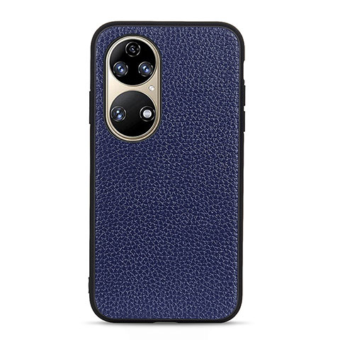 Coque Luxe Cuir Housse Etui B02H pour Huawei P50 Pro Bleu