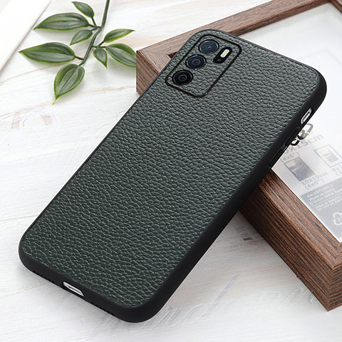 Coque Luxe Cuir Housse Etui B02H pour Oppo A16s Vert