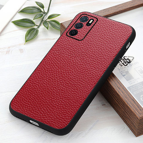 Coque Luxe Cuir Housse Etui B02H pour Oppo A54s Rouge