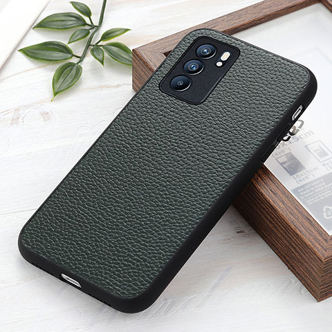 Coque Luxe Cuir Housse Etui B02H pour Oppo Reno6 5G Vert