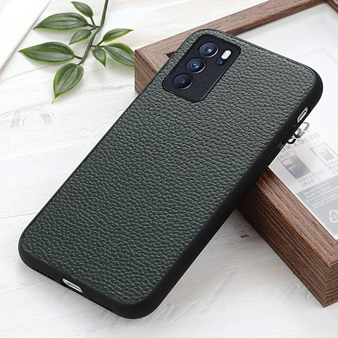 Coque Luxe Cuir Housse Etui B02H pour Oppo Reno6 Pro 5G India Vert