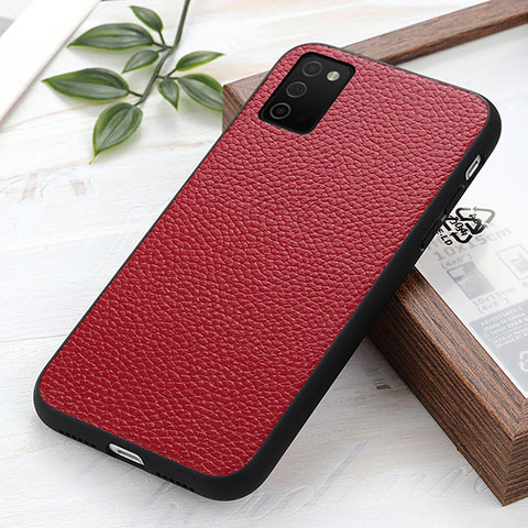 Coque Luxe Cuir Housse Etui B02H pour Samsung Galaxy A02s Rouge