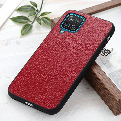 Coque Luxe Cuir Housse Etui B02H pour Samsung Galaxy A12 Nacho Rouge