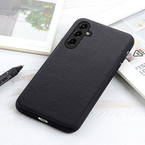 Coque Luxe Cuir Housse Etui B02H pour Samsung Galaxy A14 4G Noir