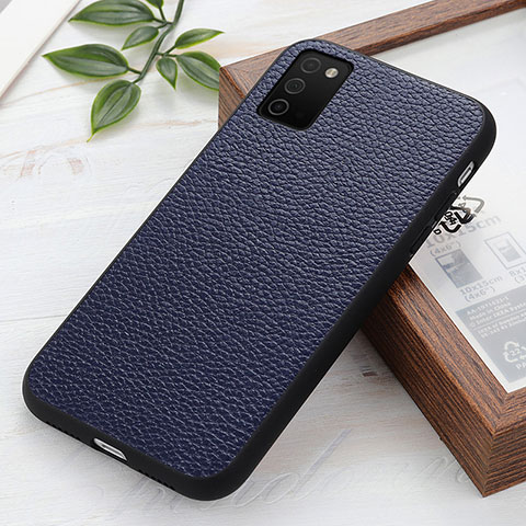 Coque Luxe Cuir Housse Etui B02H pour Samsung Galaxy M02s Bleu