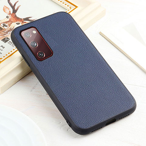 Coque Luxe Cuir Housse Etui B02H pour Samsung Galaxy S20 Lite 5G Bleu