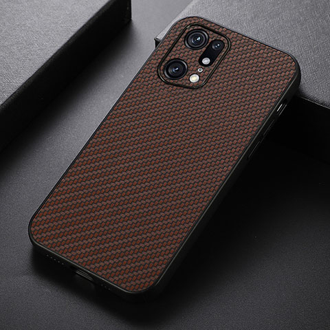 Coque Luxe Cuir Housse Etui B05H pour Oppo Find X5 Pro 5G Marron